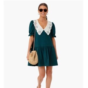 NWOT - Pomander Place by Tuckernuck Kit Dress Peacock Green SMALL Pilgrim Collar